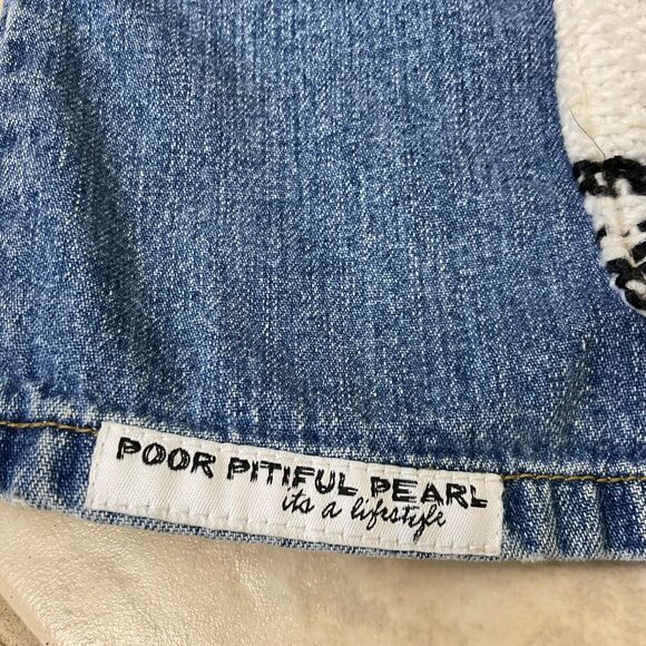 Y2K 90’s American Eagle Denim Crop Top size M Biker, Hippie, side zip - Picture 6 of 9